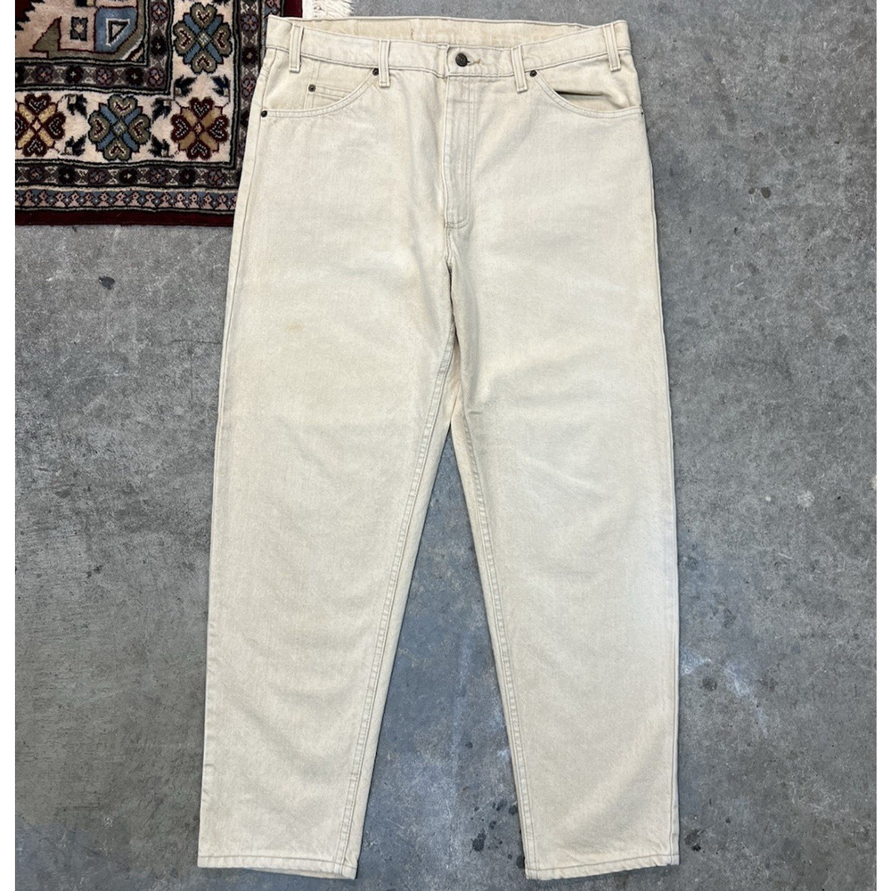 Levi's 550 Relaxed Fit Vintage 1995 Cream Denim Jeans Orange Tab USA 36x31